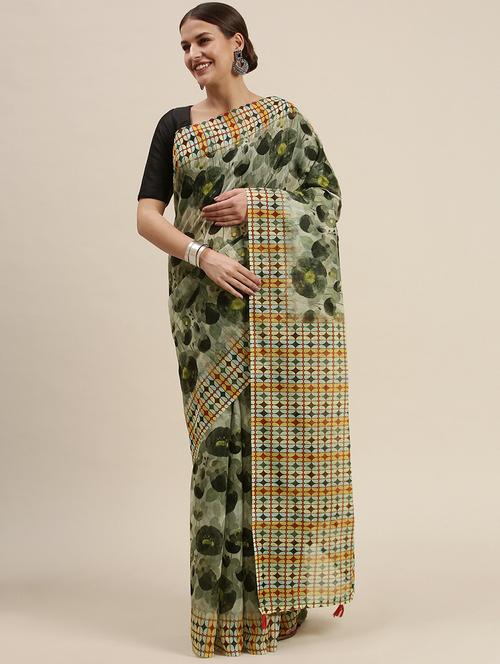 tassel detailed floral saree - 18460972 - Very Small Image - 1