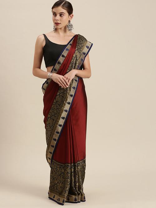 contrast bordered printed saree - 18461000 - Very Small Image - 1