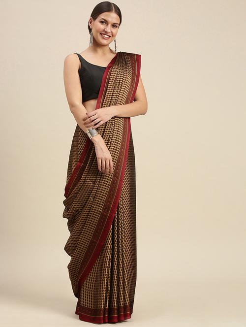contrast border printed saree - 18461018 - Very Small Image - 1