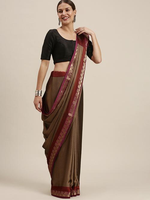 contrast border printed saree - 18461025 - Very Small Image - 1