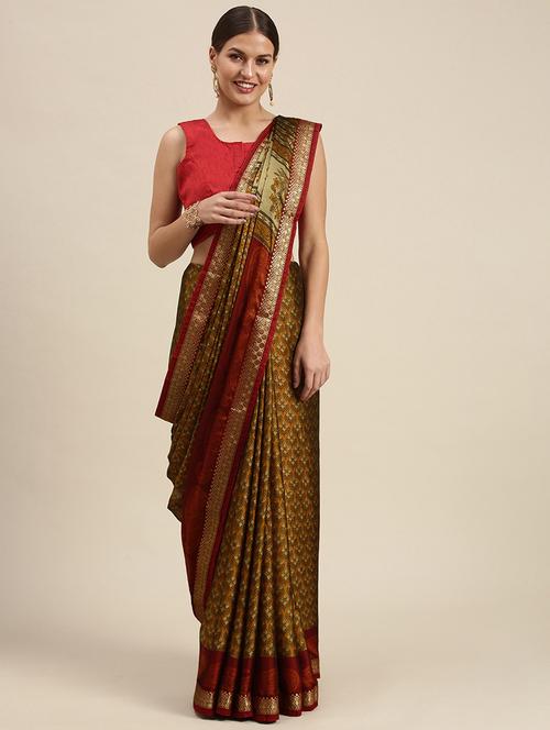 contrast border printed saree - 18461029 - Very Small Image - 1