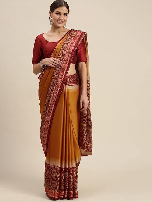 contrast border printed saree - 18461036 - Very Small Image - 1