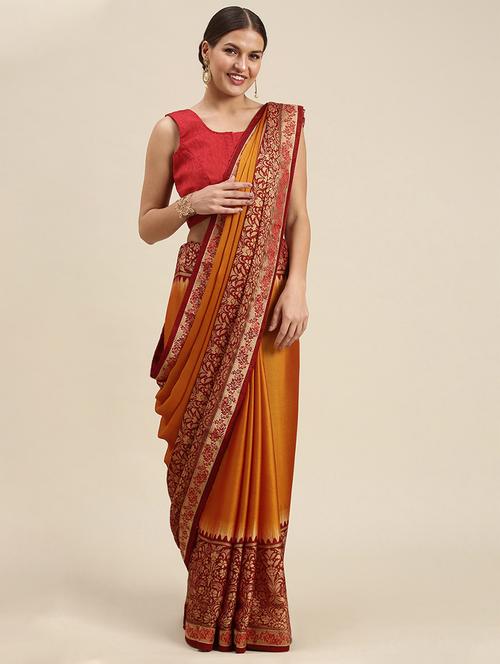 contrast border printed saree - 18461038 - Very Small Image - 1