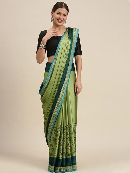 contrast border printed saree - 18461039 - Very Small Image - 1