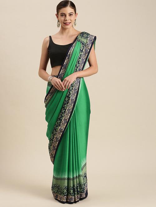 contrast border printed saree - 18461041 - Very Small Image - 1