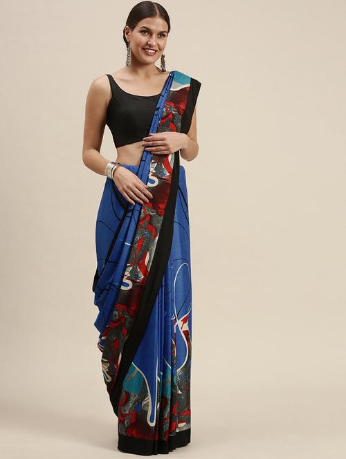 abstract printed saree - 18461046 - Very Small Image - 1