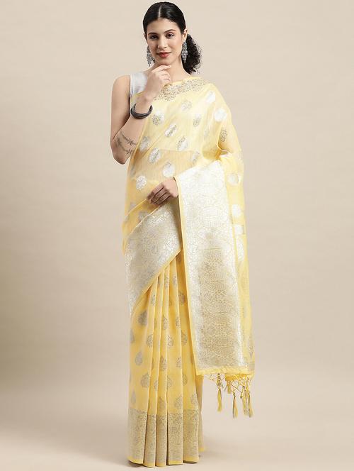 self design zari work woven saree with blouse - 18461063 - Very Small Image - 1