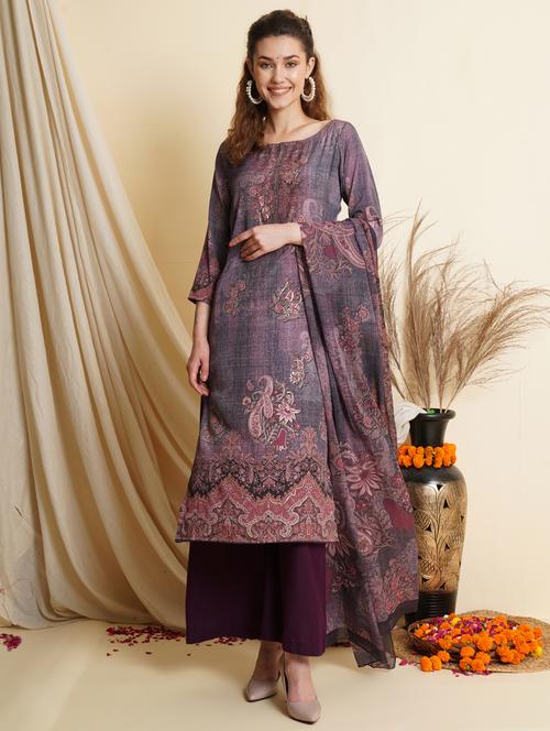 digital print unstitched palazzo suit set - 18461227 - Very Small Image - 1