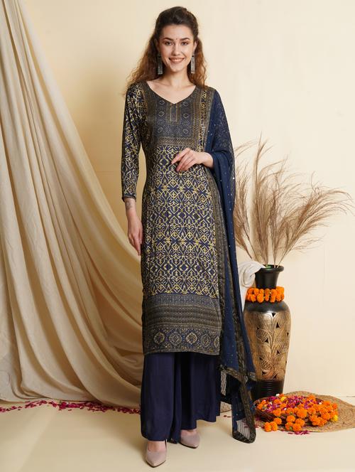 digital print unstitched palazzo suit set - 18461230 - Very Small Image - 1