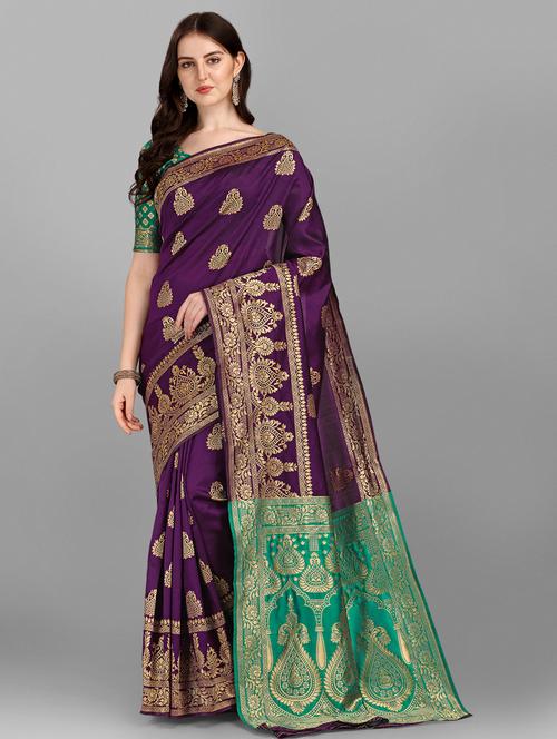 jacquard work woven saree with blouse - 18461270 - Very Small Image - 1