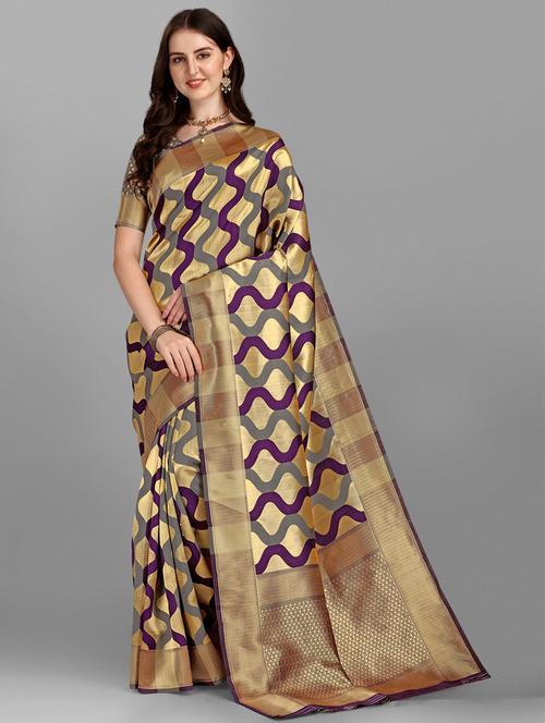 jacquard work woven saree with blouse - 18461274 - Very Small Image - 1