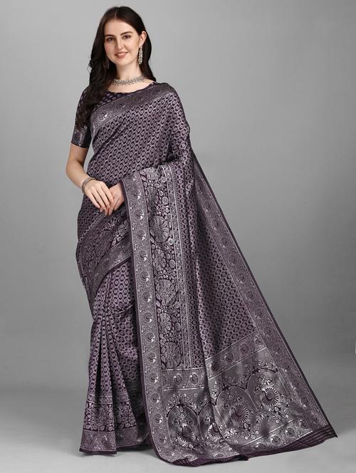 zari work bhagalpuri saree with blouse - 18461289 - Very Small Image - 1