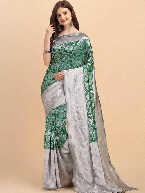 jacquard work chanderi saree with blouse - 18461301 - Very Small Image - 1