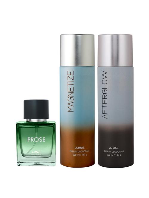 ajmal after glow deo 200 ml and magnetize deo 200 ml and prose edp 50 ml for men +2 perfume testers free - 18461324 - Very Small Image - 1