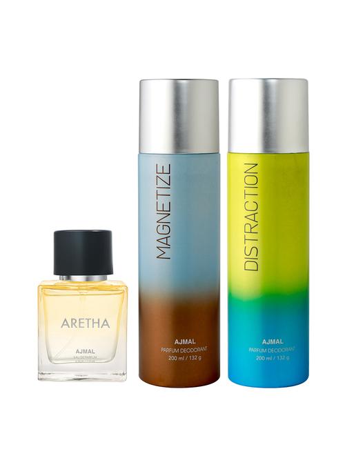 ajmal distraction deo 200 ml and magnetize deo 200 ml and aretha edp 50 ml for women +2 perfume testers free - 18461363 - Very Small Image - 1
