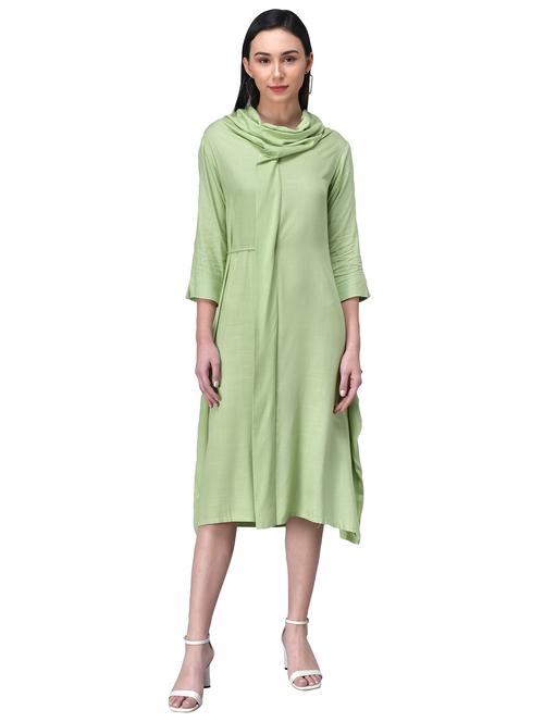 cowl neck solid a-line dress - 18461731 - Very Small Image - 1