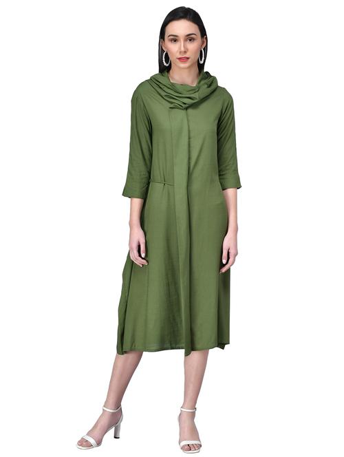 cowl neck solid a-line dress - 18461733 - Very Small Image - 1