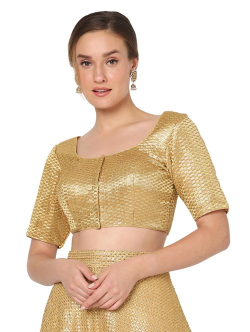 gold sequin work blouse - 18461757 - Very Small Image - 1