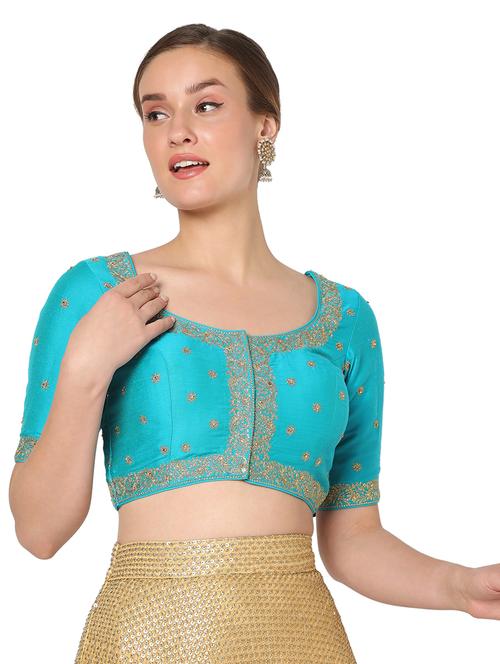 turquoise embroidered blouse - 18461759 - Very Small Image - 1