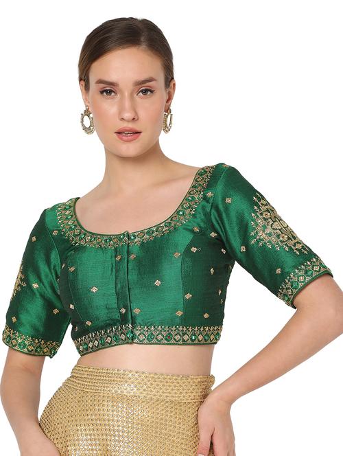 green silk embroidered blouse - 18461768 - Very Small Image - 1