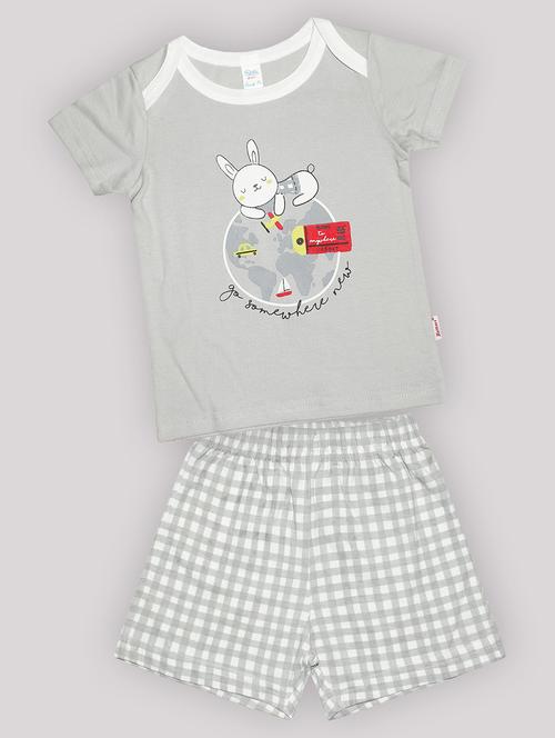 kids grey printed suit set - 18461801 - Very Small Image - 1