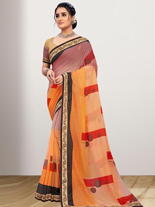 lace detailed printed saree - 18461865 - Very Small Image - 1