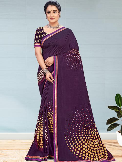 lace detailed printed saree - 18461870 - Very Small Image - 1