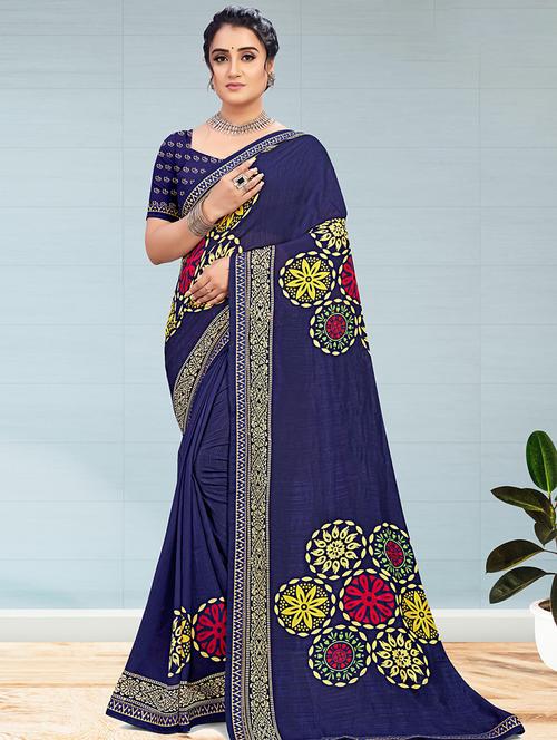 lace detailed embroidered saree with blouse - 18461872 - Very Small Image - 1