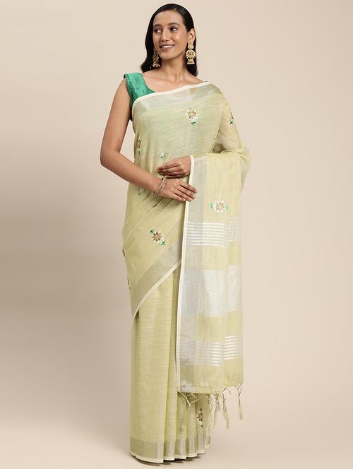 embroidered zari work woven saree - 18462001 - Very Small Image - 1