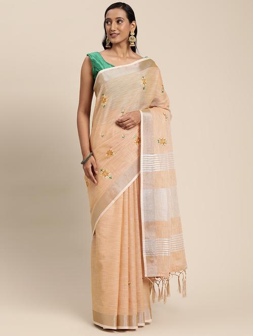 embroidered zari work woven saree - 18462003 - Very Small Image - 1