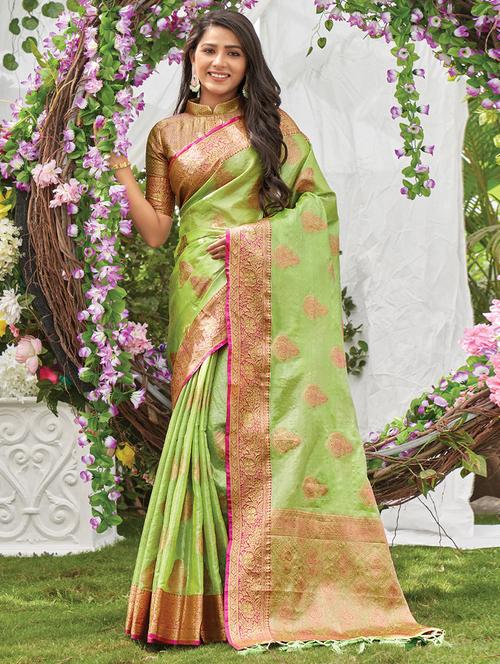 women's banarasi saree with blouse - 18462011 - Very Small Image - 1