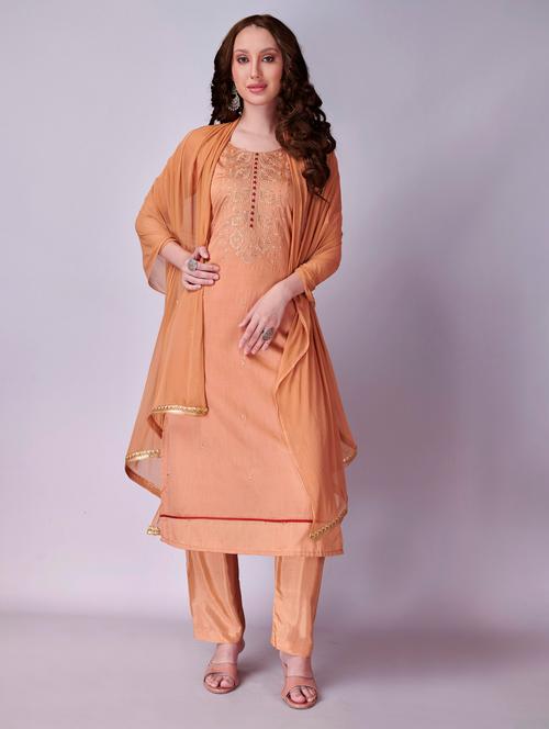 embroidered kurta pant set with dupatta - 18462046 - Very Small Image - 1