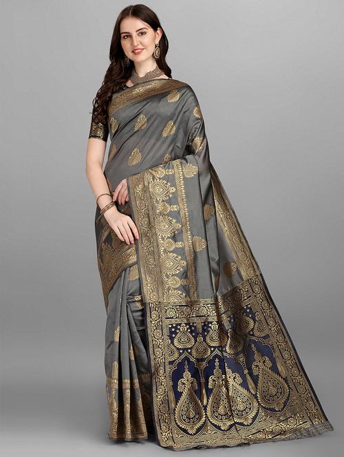 jacquard work woven saree with blouse - 18462095 - Very Small Image - 1