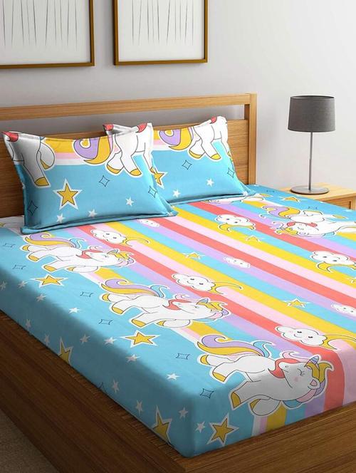 unicorn printed bedsheet with pillow covers - 18462743 - Very Small Image - 1