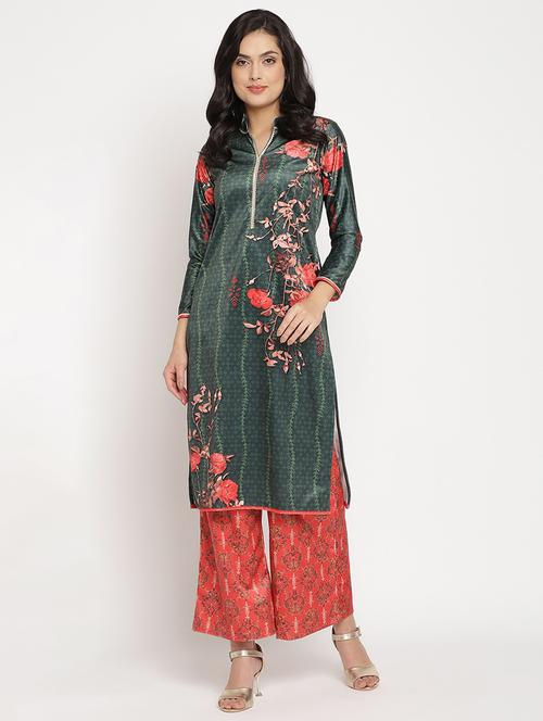 floral printed kurta palazzo set - 18462927 - Very Small Image - 1