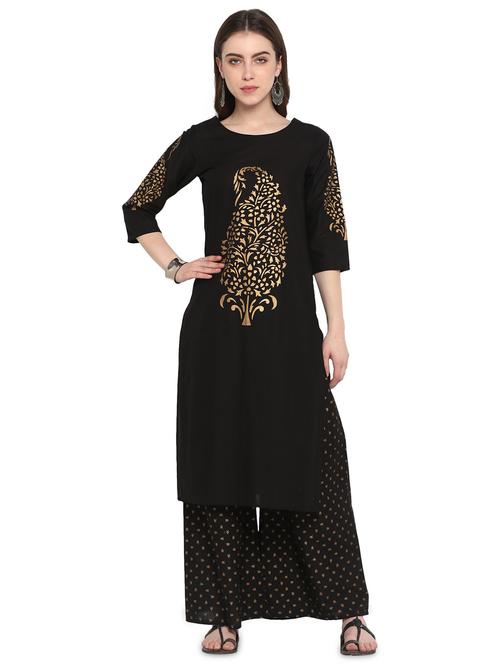 foil print kurta palazzo set - 18463067 - Very Small Image - 1