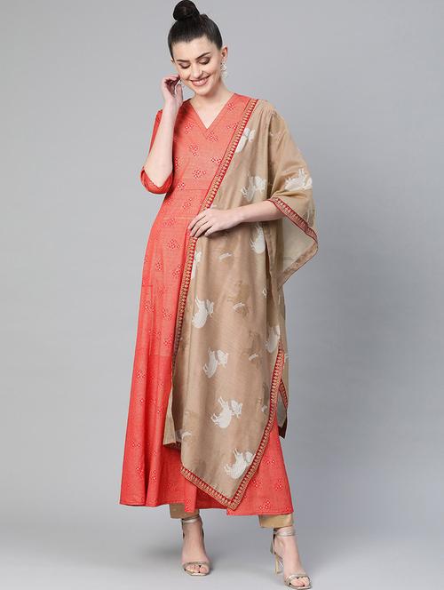 printed kurta dupatta set - 18463094 - Very Small Image - 1