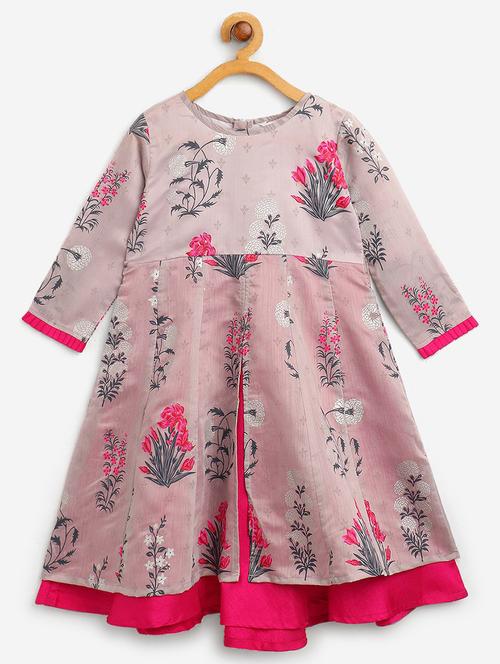 girl round neck floral printed ethnic gown - 18463128 - Very Small Image - 1