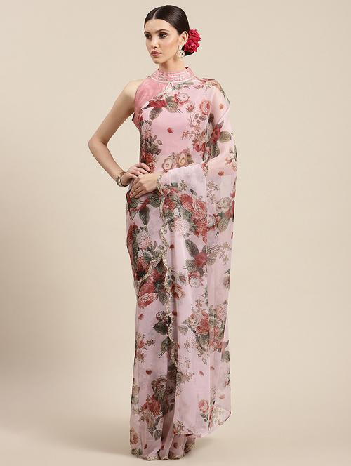 digital floral print saree with blouse - 18463618 - Very Small Image - 1