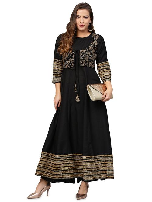 foil print anarkali kurta - 18463686 - Very Small Image - 1