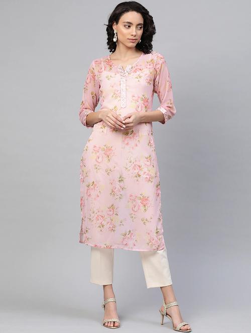floral straight kurta - 18463701 - Very Small Image - 1
