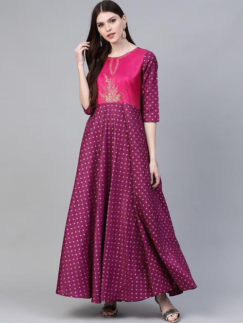 foil print a-line kurta - 18463729 - Very Small Image - 1