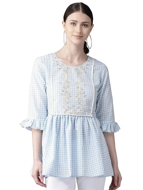 checkered a-line kurti - 18463752 - Very Small Image - 1