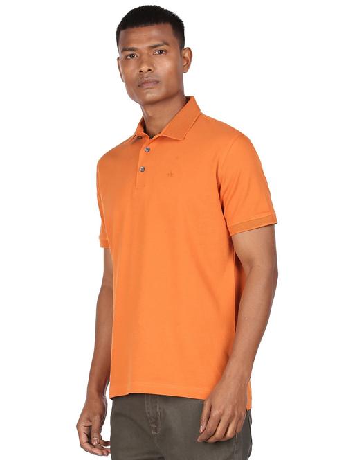 orange solid polo t-shirt - 18464160 - Very Small Image - 1