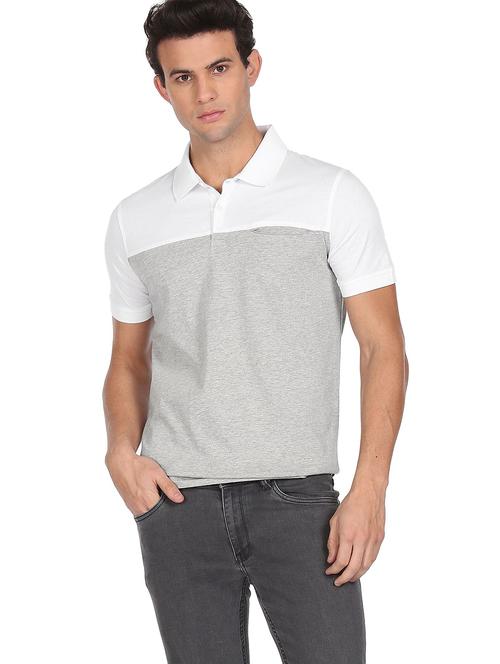 white color-blocked polo t-shirt - 18464181 - Very Small Image - 1