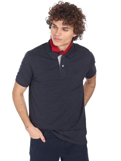 navy-blue solid polo t-shirt - 18464271 - Very Small Image - 1