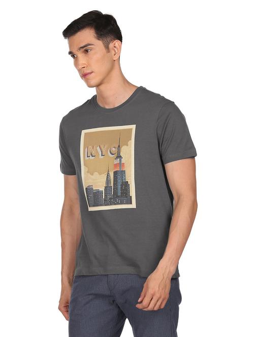 grey front-printed t-shirt - 18464281 - Very Small Image - 1