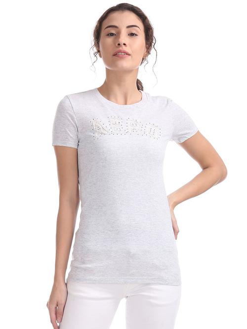crew neck embellished t-shirt - 18464615 - Very Small Image - 1
