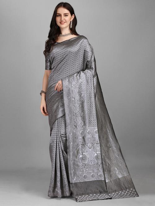 jacquard work bhagalpuri saree with blouse - 18465831 - Very Small Image - 1