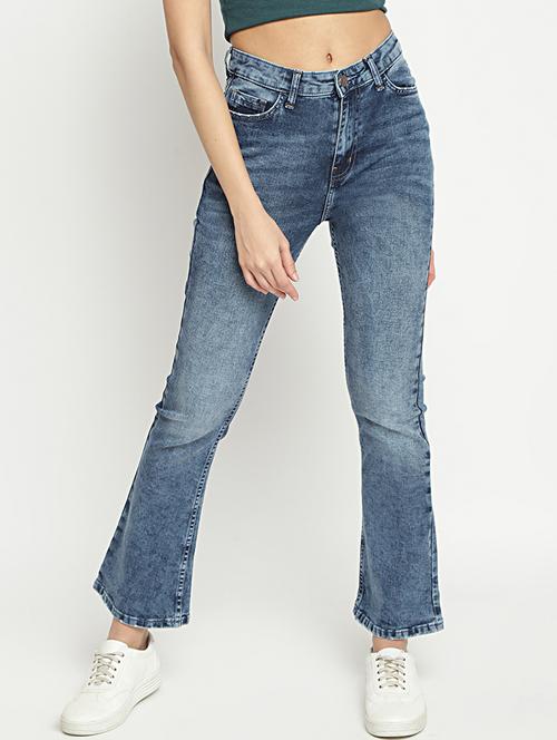 high rise stone washed denim jeans - 18466014 - Very Small Image - 1